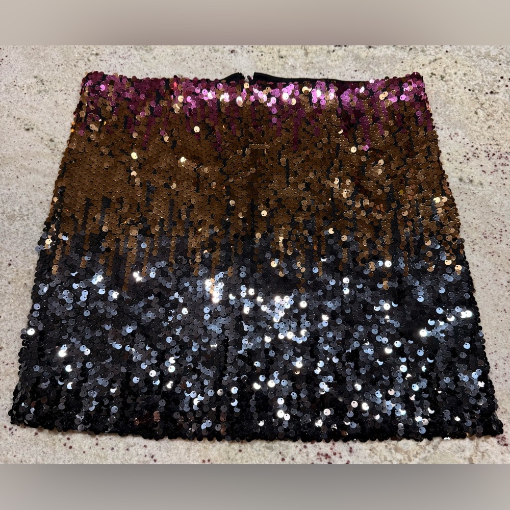 Sequin Mini Skirt in Pink, gold , and Black